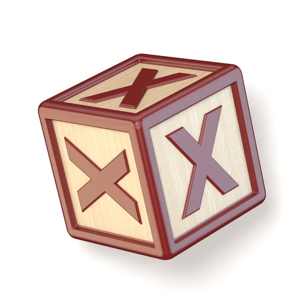 Carta X alfabeto de madeira blocos fonte girada. 3D — Fotografia de Stock