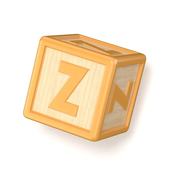 Letra Z bloques de alfabeto de madera fuente girada. 3D — Foto de Stock