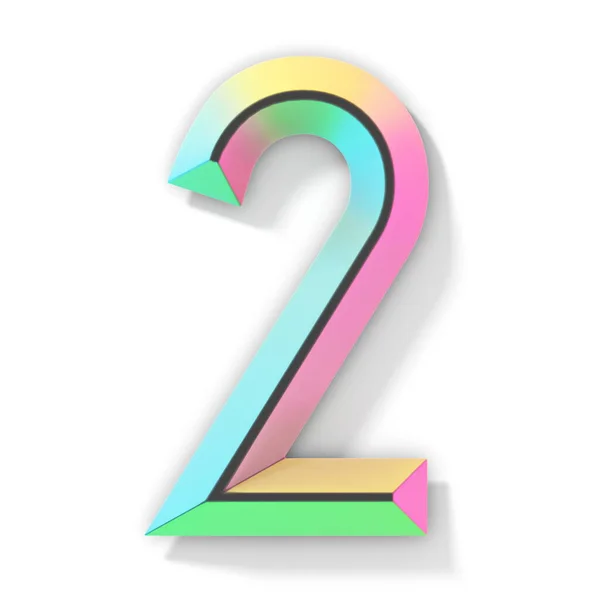 Neon Color Bright Font Number Two Render Ilustração Isolada Fundo — Fotografia de Stock