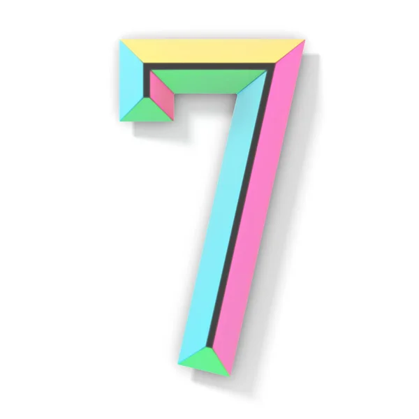 Neon Color Bright Font Number Seven Rendering Illustration Isolated White — 图库照片