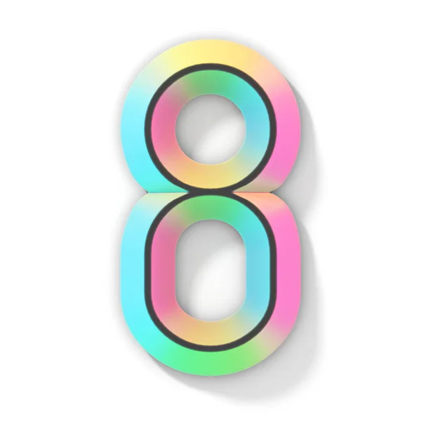 Neon Color Bright Font Number Eight Render Illustration Isolated White — Stock Photo, Image