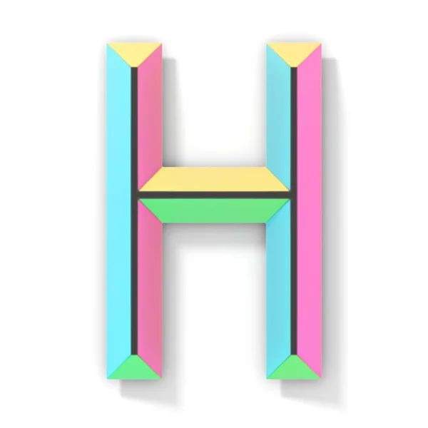 Neon color bright font Letter H 3D render illustration isolated on white background