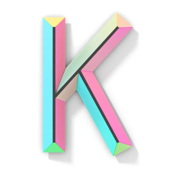 纽色明亮字体字母K 3D渲染图形孤立在白色背景上 — 图库照片