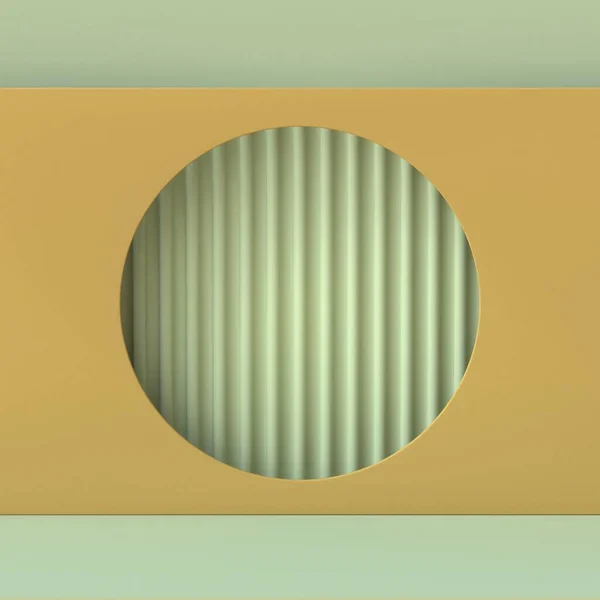 Abstrakter Attrappen Kreis Mit Streifenmuster Renderillustration Auf Grünem Hintergrund — Stockfoto