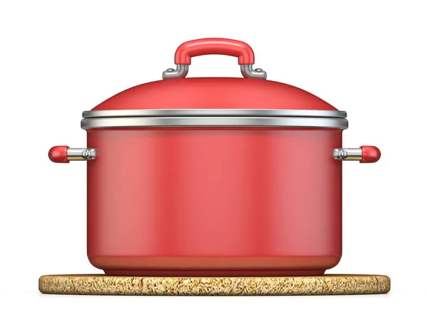 Red Cooking Pot Render Illustration Isolated White Background — Stock Photo, Image