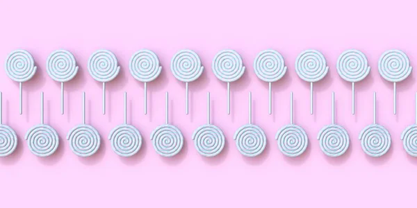 Lollipop Disusun Dalam Dua Baris Render Ilustrasi Terisolasi Latar Belakang — Stok Foto