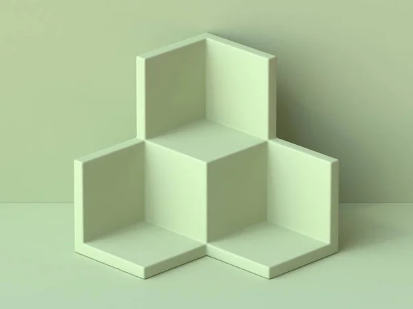 Абстрактний Макет Кубиків Полиці Ілюстрація Зеленому Фоні — стокове фото