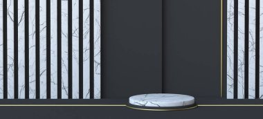 Soyut arkaplan beyaz mermer kaidesi siyah arkaplan üzerinde beyaz mermer çizgileri ile resimlendirme