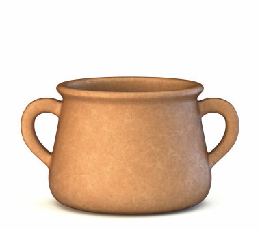 Beyaz arkaplanda Clay pot 3D çizim izole