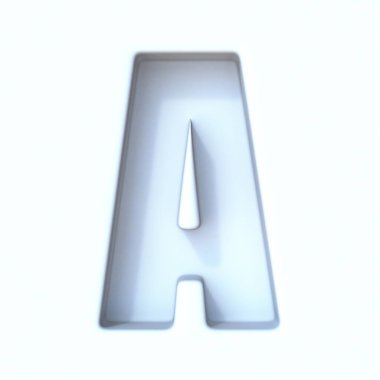 Beyaz delik gölge yazı tipi Harf A 3B resimleme beyaz arkaplan üzerinde izole