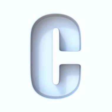 Beyaz delik gölge yazı tipi Harf C 3D resimleme beyaz arkaplan üzerinde izole