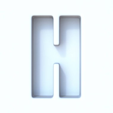 Beyaz delik gölge yazı tipi Harf H 3D resimleme beyaz arkaplan üzerinde izole