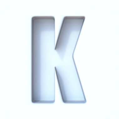 Beyaz delik gölge yazı tipi Harf K 3D resimleme beyaz arkaplan üzerinde izole