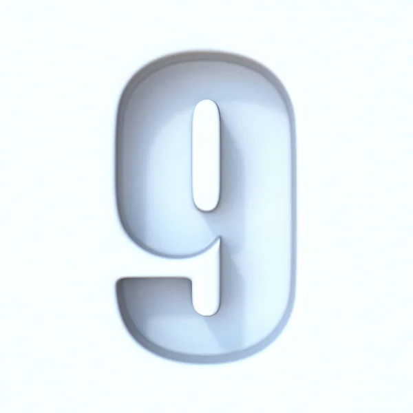 White hole shadow font Number 9 NINE 3D render illustration isolated on white background