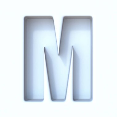 Beyaz delik gölge yazı tipi Harf M 3D resimleme beyaz arkaplan üzerinde izole