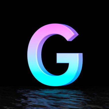 Cyan magenta font Letter G 3D render illustration isolated on black background