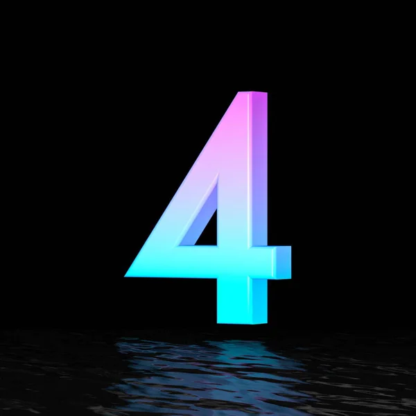 Cyan Magenta Font Number Four Render Illustration Isolated Black Background — Stok fotoğraf