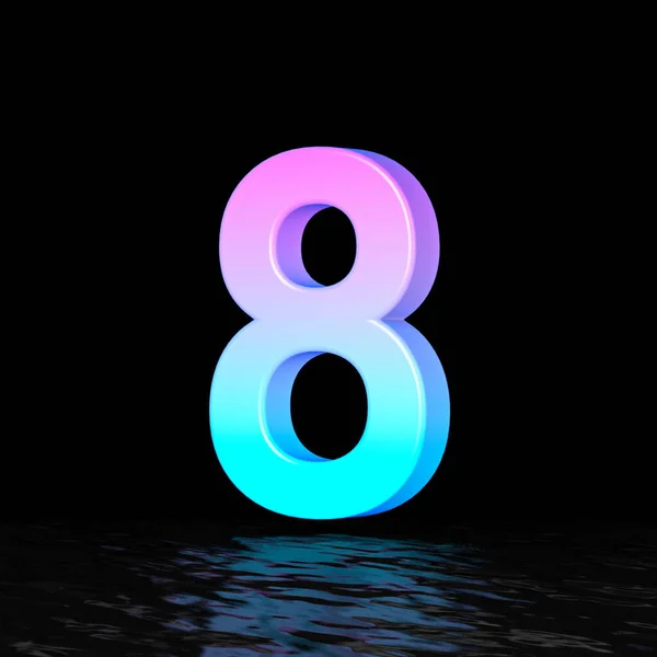 Cyan Magenta Font Number Eight Render Illustration Isolated Black Background — Foto Stock