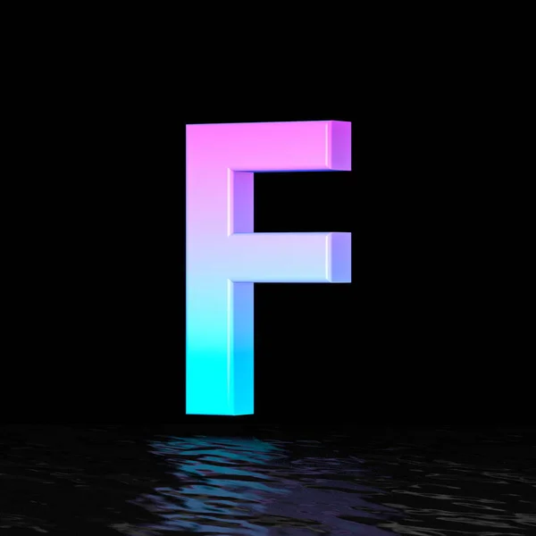 青色洋红色字体字母F 3D渲染图形隔离在黑色背景上 — 图库照片