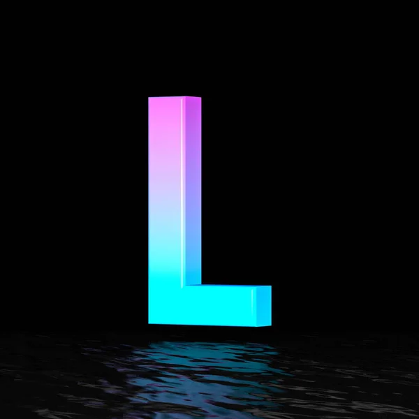 Cyan Magenta Font Letter Render Illustration Isolated Black Background — Stock Fotó