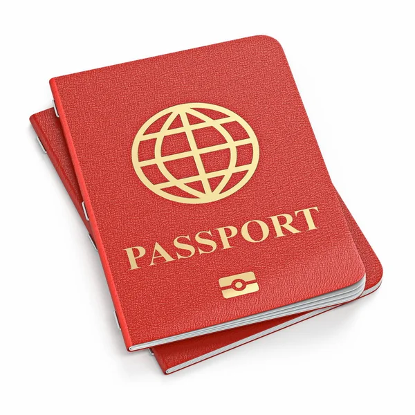 Two Red Passports Render Illustration Isolated White Background — Stock Photo, Image