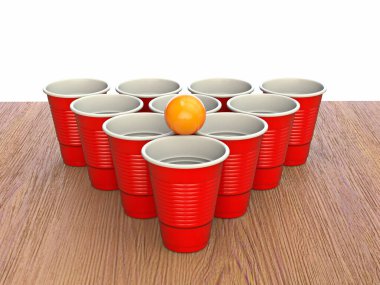 Bira pong 3D görüntüleme resmi beyaz arkaplanda izole edildi