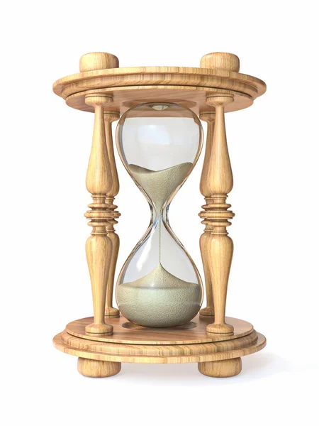 Wooden Hourglass Render Illustration Isolated White Background — Stock Photo, Image
