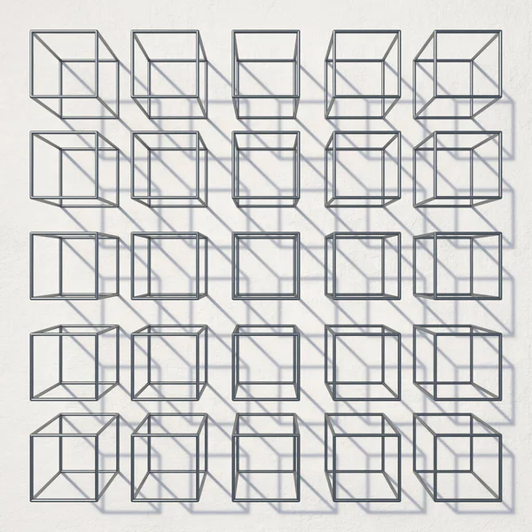 Металлические Кубики Белых Стенах Визуализация Изолированы Белом Фоне — стоковое фото