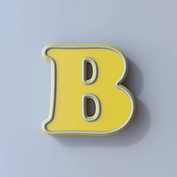 Yellow Cartoon Font Letter Render Illustration Isolated Gray Background — Stock Photo, Image