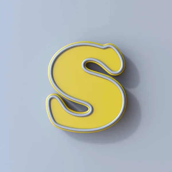 Yellow Cartoon Font Letter Render Illustration Isolated Gray Background — Stock Photo, Image