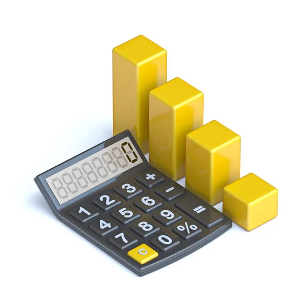 Calculator Yellow Chart Render Illustration Isolated White Background — 图库照片