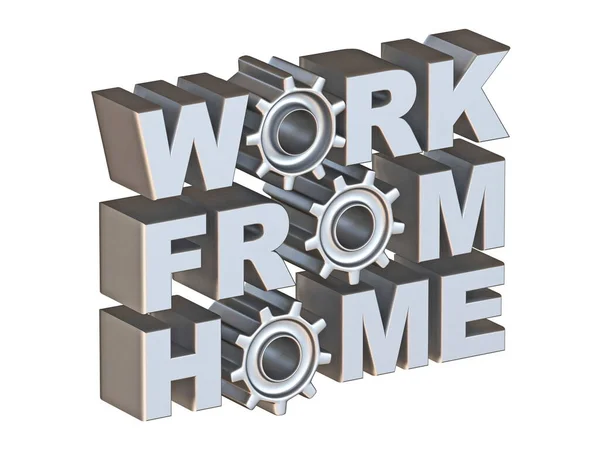 Work Home Steel Extruded Text Render Illustration Isolated White Background — ストック写真