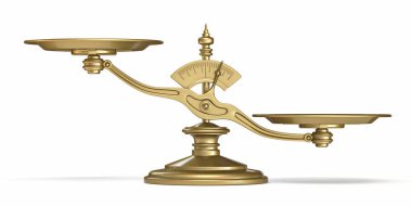 Altın ölçekli 3D görüntüleme beyaz arkaplanda izole edildi