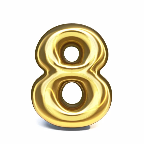Golden Font Number Oito Renderização Ilustração Isolada Fundo Branco — Fotografia de Stock