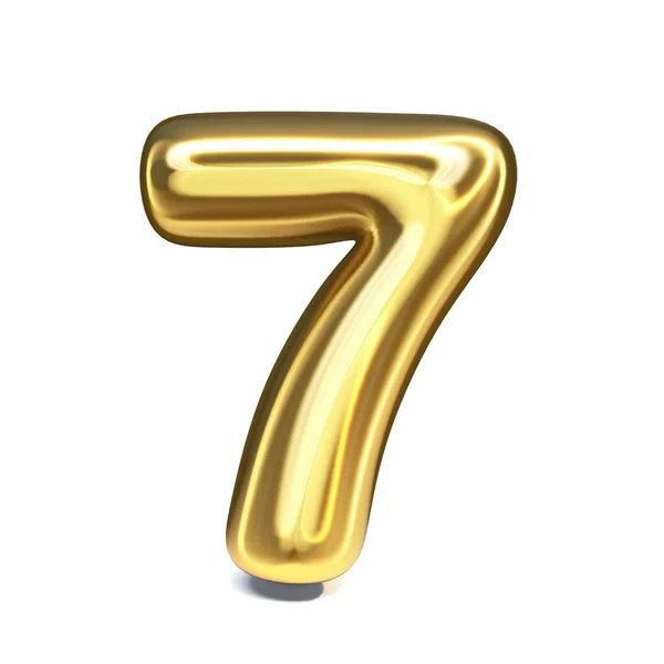 ゴールデンフォント番号7ホワイトの背景に分離された7つの3Dレンダリングイラスト — ストック写真