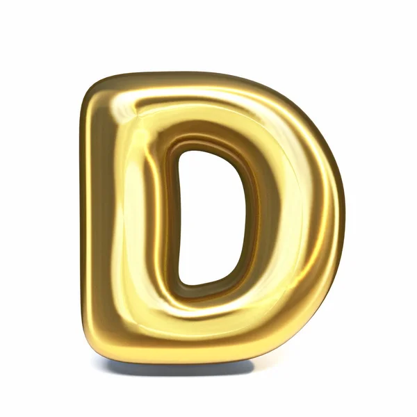 在白色背景下孤立的金色字体字母D 3D渲染图形 — 图库照片