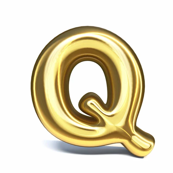 金色字体Q 3D渲染图解在白色背景下孤立 — 图库照片