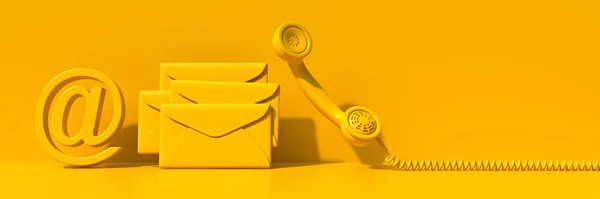 Знаку Пошті Телефонному Знаку Ілюстрація Візуалізації Ізольована Жовтому Фоні — стокове фото