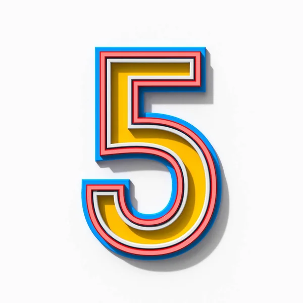 Slab Serif Colorido Delineado Fonte Com Sombras Número Cinco Ilustração — Fotografia de Stock