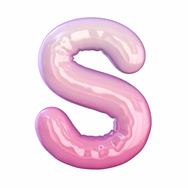 ピンクのラテックス光沢のあるフォント手紙S白い背景に隔離された3Dレンダリングイラスト — ストック写真