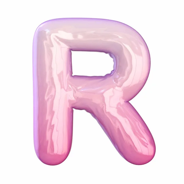ピンクのラテックス光沢のあるフォント手紙R白い背景に隔離された3Dレンダリングイラスト — ストック写真
