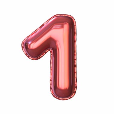 Kırmızı metalik balon yazı tipi No. 113D resimleme beyaz arkaplanda izole edildi