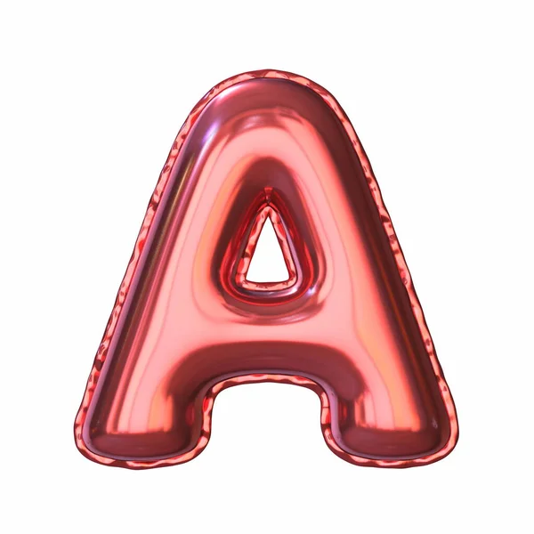 Rote Metallische Ballon Schrift Letter Rendering Illustration Isoliert Auf Weißem — Stockfoto