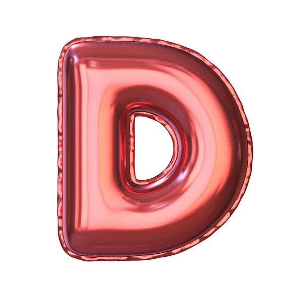 Röd Metallic Ballong Typsnitt Brev Rendering Illustration Isolerad Vit Bakgrund — Stockfoto