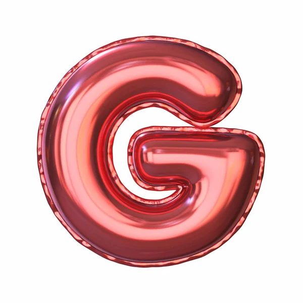 Red Metallic Balon Czcionka Letter Rendering Ilustracja Izolowane Białym Tle — Zdjęcie stockowe