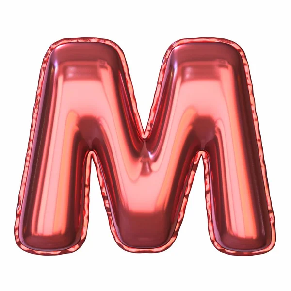 Kırmızı Metalik Balon Yazı Tipi Harfi Resimleme Beyaz Arkaplanda Izole — Stok fotoğraf