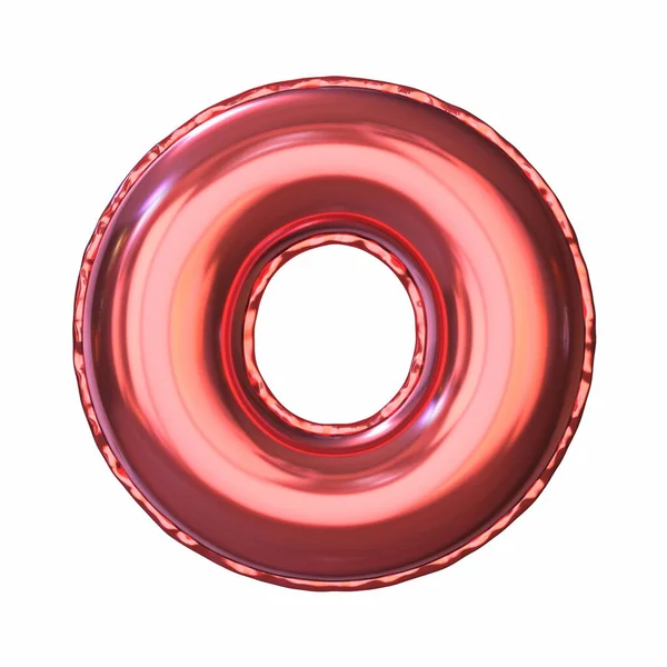Red Metallic Balloon Font Letter Rendering Illustration Isolated White Background — Fotografia de Stock