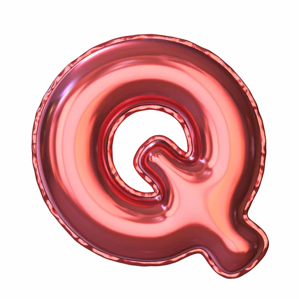 Kırmızı Metalik Balon Yazı Tipi Harf Resimleme Beyaz Arkaplan Üzerinde — Stok fotoğraf