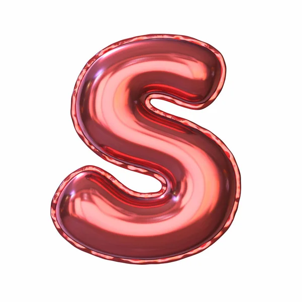 Red Metal Balloon Font Letter Rendering Illustrazione Isolata Sfondo Bianco — Foto Stock