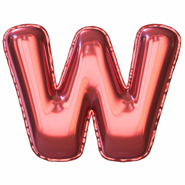 红色金属气球字体W 3D渲染图形隔离在白色背景下 — 图库照片
